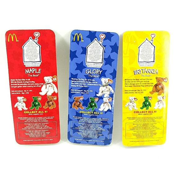 NIB Rare 1999 TY McDonalds Teanie Beanies International Beanie Babies Set 3 of 4 - Picture 7 of 8